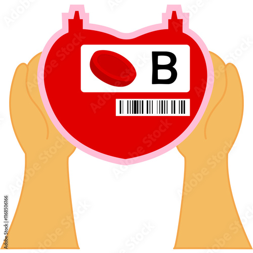 Illustration of Blood Bag Type B with Hand