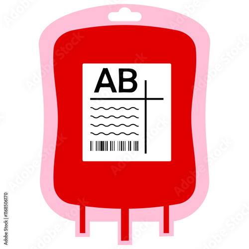 Illustration of Blood Bag Type AB with Label