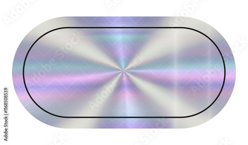 Holographic empty rectangular Sticker. Hologram label in retro style. Simple geometric shape with rainbow color. Tag for your text.