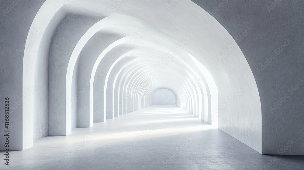 Light-filled hallway with repeating arches. (1) Light-filled hallway with repeating arches. (1)