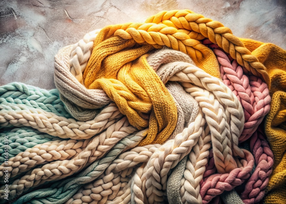 Cozy Warm Knit Blanket, Soft Texture, Aerial View, Home Decor, Bedroom Cozy Warm Knit Blanket, Soft Texture, Aerial View, Home Decor, Bedroom