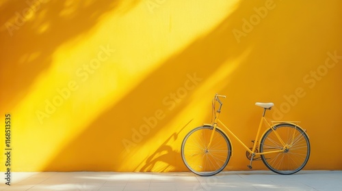 Yellow bike against yellow wall.