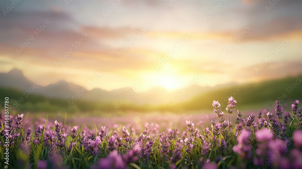 Obraz premium Serene Lavender Field at Sunrise