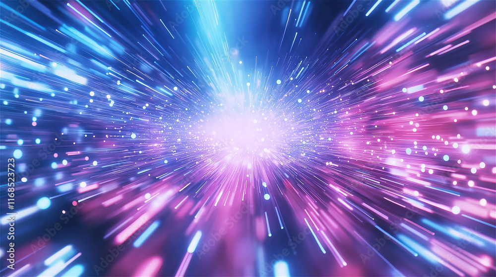 Fototapeta premium A mesmerizing abstract background with vibrant colorful light streaks and a glowing central point, representing energy and motion.