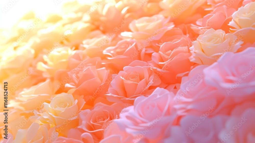 Colorful roses background, gradient from yellow to pink. Colorful roses background, gradient from yellow to pink.