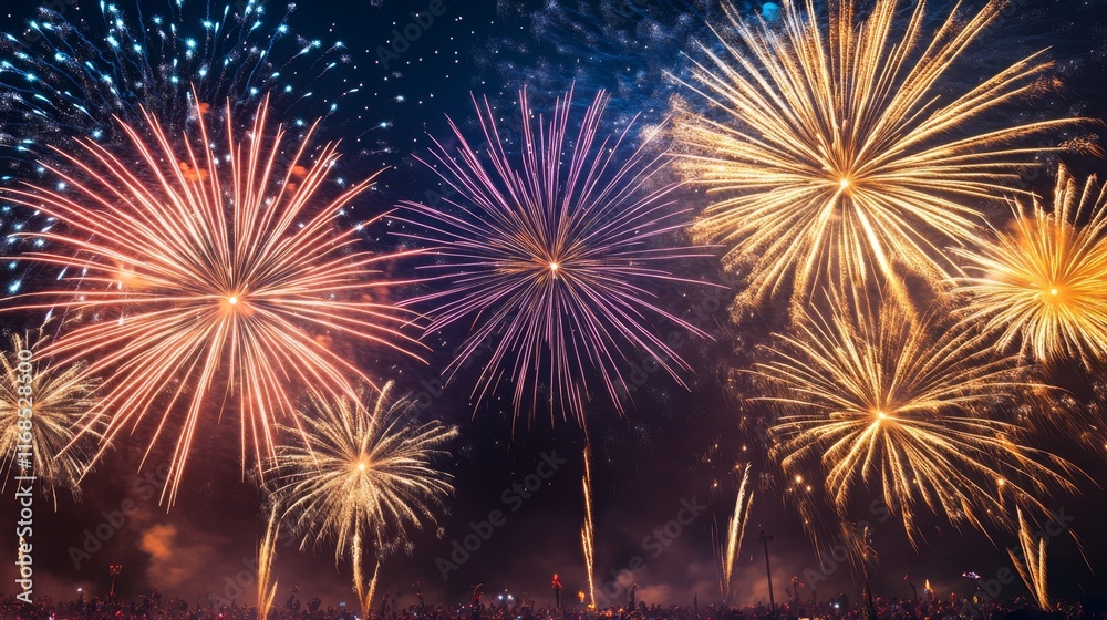 Stunning Fireworks Display Lighting Up the Night Sky at Festivities Stunning Fireworks Display Lighting Up the Night Sky at Festivities
