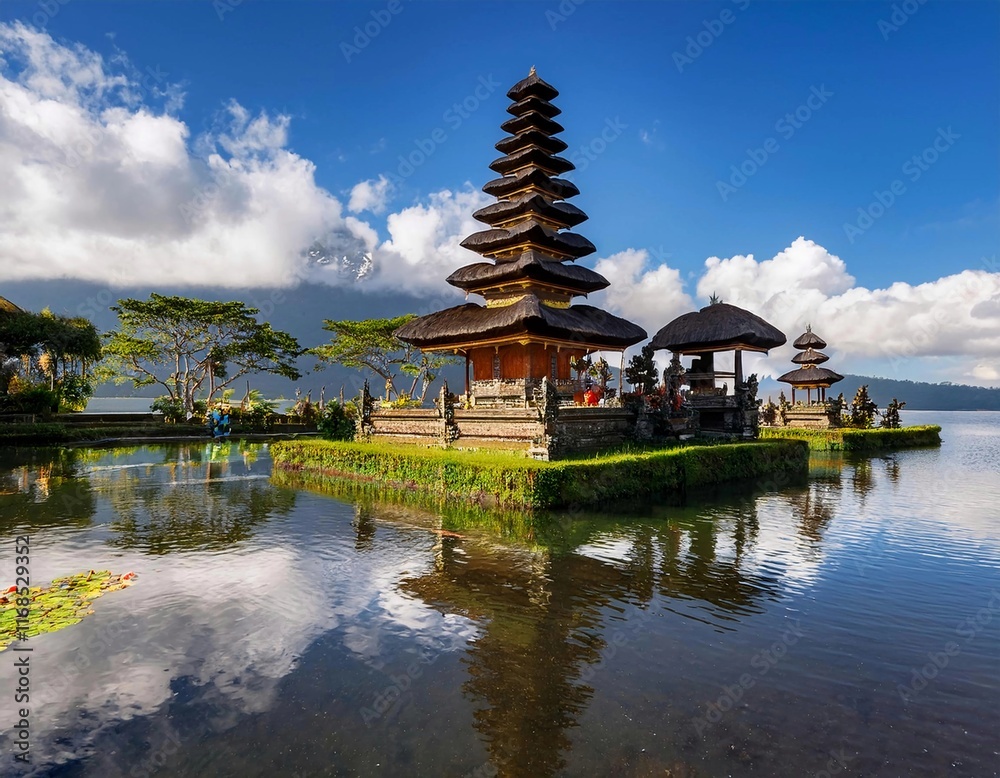 Naklejka premium A scenic view of a traditional, historical Indonesian hindu temple