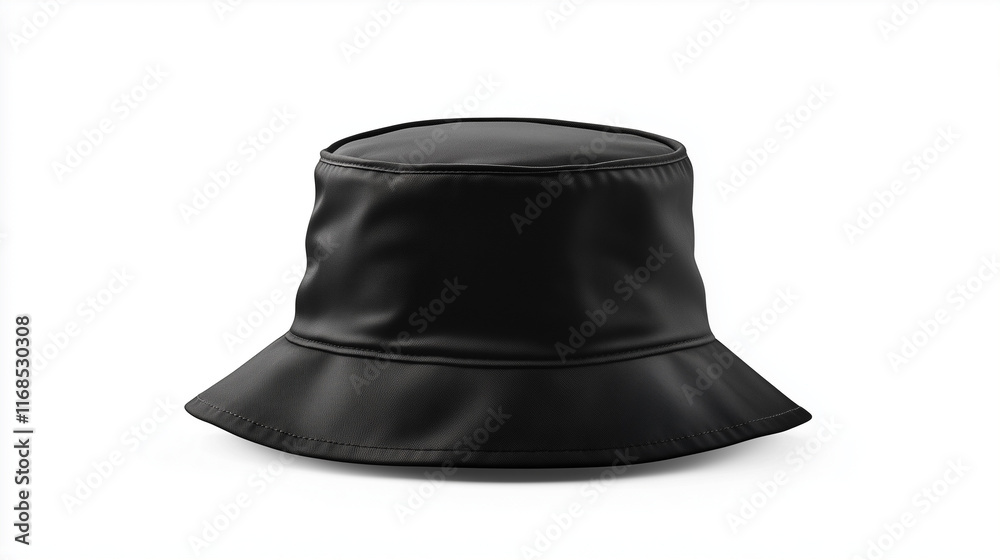 
black bucket hat isolated on white background .fisherman's hat, Irish country hat ,session hat,panama.