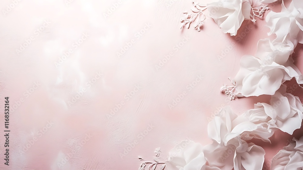 Delicate White Flowers on a Pink Textured Background Delicate White Flowers on a Pink Textured Background