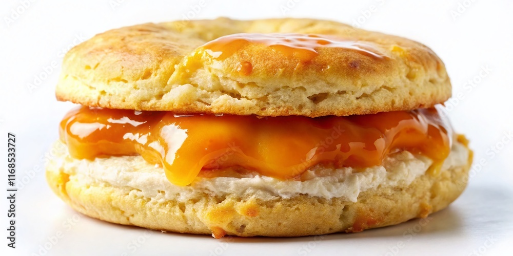 Delicious Apricot Butter Biscuit: Close-up Studio Shot of Buttery Biscuit with Sweet Apricot Filling Isolated on White Background Delicious Apricot Butter Biscuit: Close-up Studio Shot of Buttery Biscuit with Sweet Apricot Filling Isolated on White Background