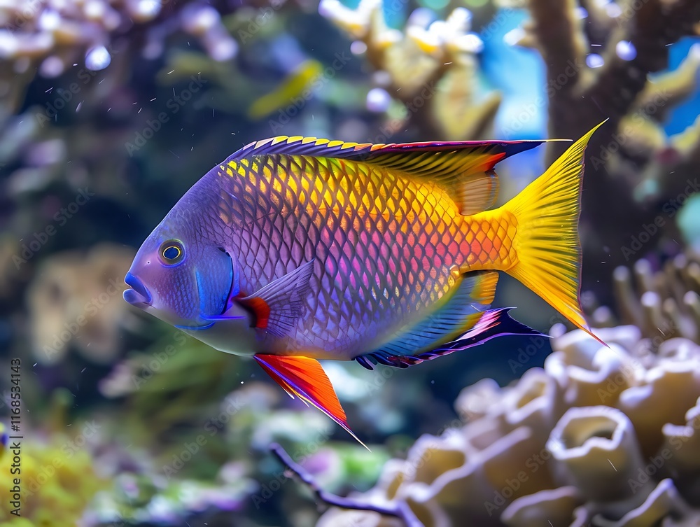 bright tropical fish swimming in coral reef underwater scene bright tropical fish swimming in coral reef underwater scene