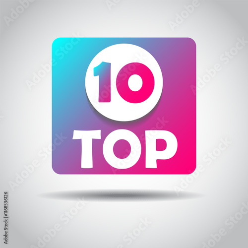 TOP 10 sticker concept in the style of popular social media. TOP 10 logo