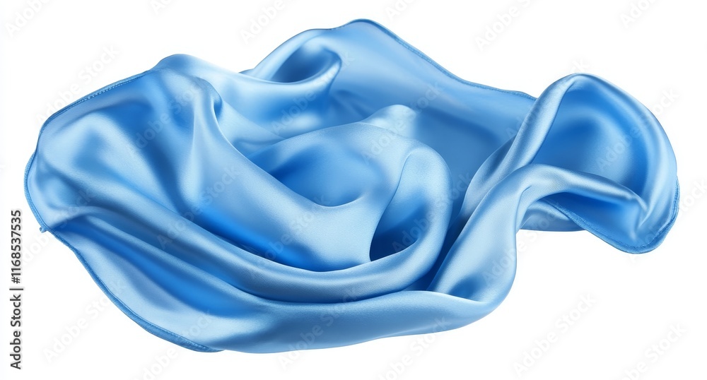 Obraz premium Flowing light blue silk fabric isolated on white.