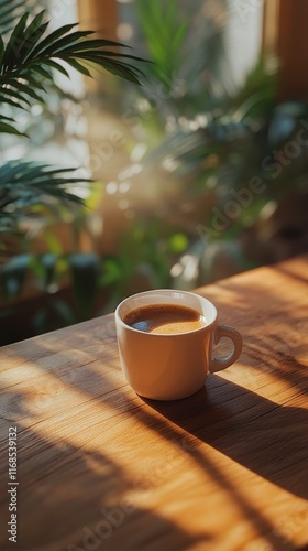 Warm coffee in a cozy setting by the window during a quiet morning