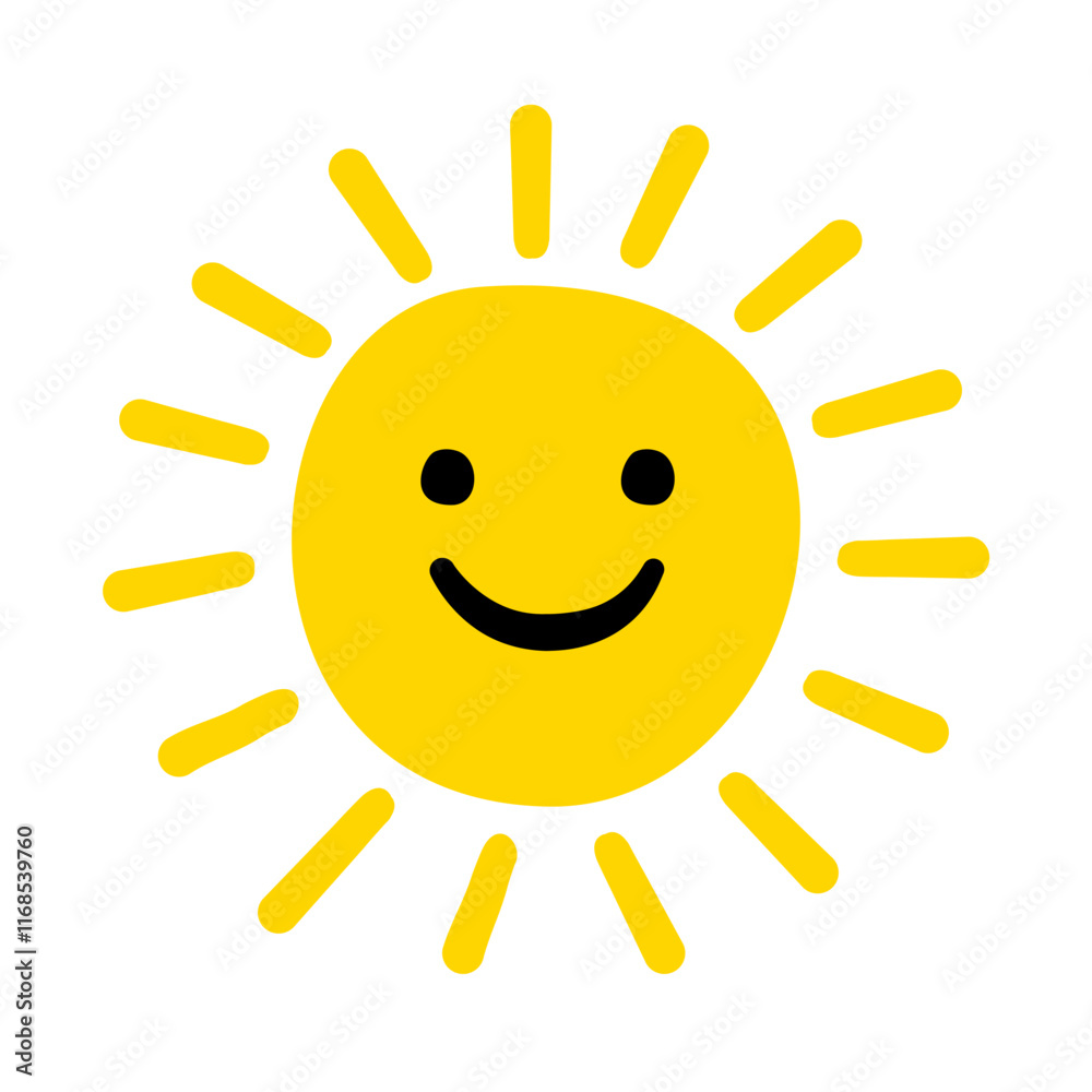 Hand drawn cute sun isolated on white background. Hand drawn cute sun isolated on white background.