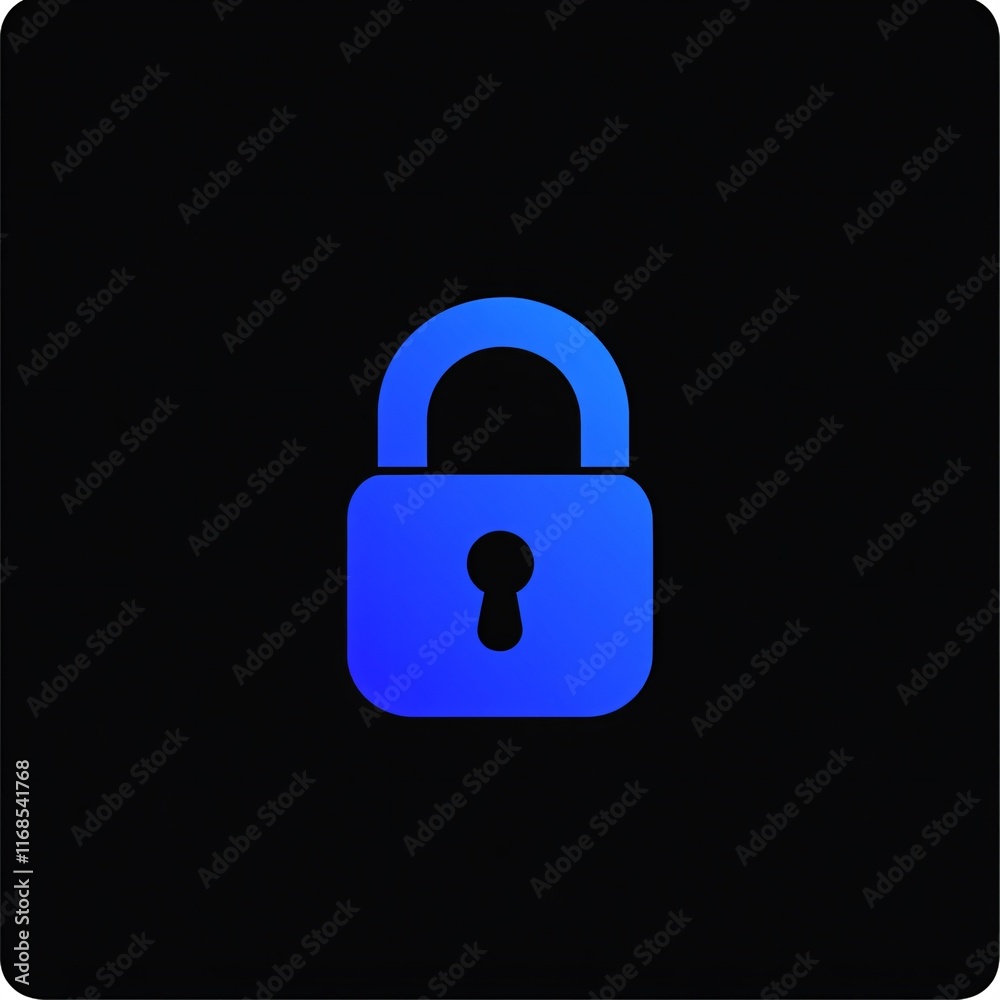 Flat Lock Icon with Sleek Design and Vibrant Blue Color on a Minimalist Background Flat Lock Icon with Sleek Design and Vibrant Blue Color on a Minimalist Background