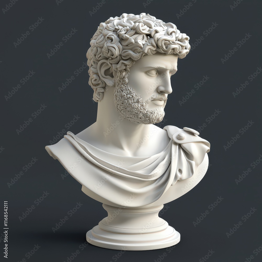 Obraz premium Classical bust showcasing intricate details of a regal figure with a thoughtful expression