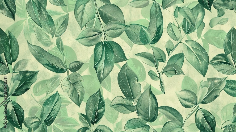 Fototapeta premium sage leaf seamless pattern wallpaper