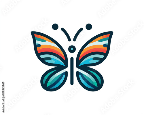 Colorful Butterfly Logo Design Vector Illustration.