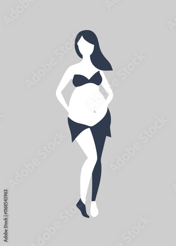 Pregnant women vector art on white background

