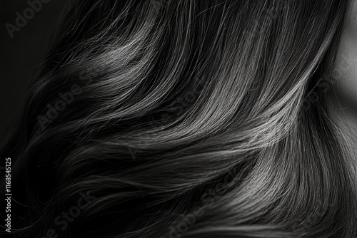 Elegant long dark hair showcasing smooth texture and natural shine in a close...