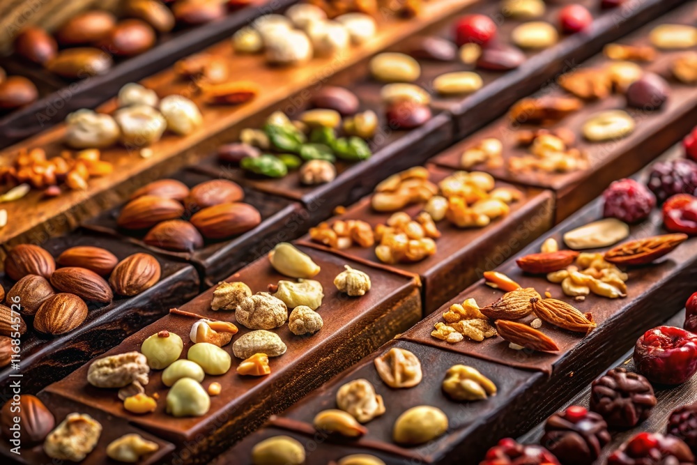 Delicious Row of Nutty Chocolate Bars - High-Resolution Stock Photo Delicious Row of Nutty Chocolate Bars - High-Resolution Stock Photo