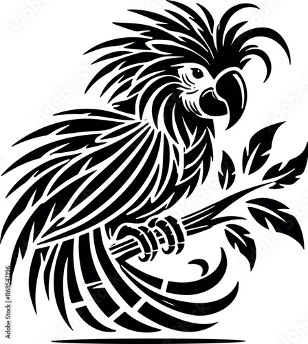 Parrot vector black silhouette cricut design for T-shirt photo