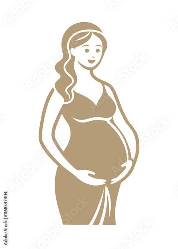 Pregnant women vector art on white background

