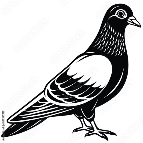 Detailed Pigeon Vector Artwork with Dynamic Feathers photo