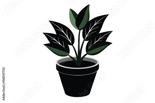 Black  Plant on pot of flower silhouette A.eps