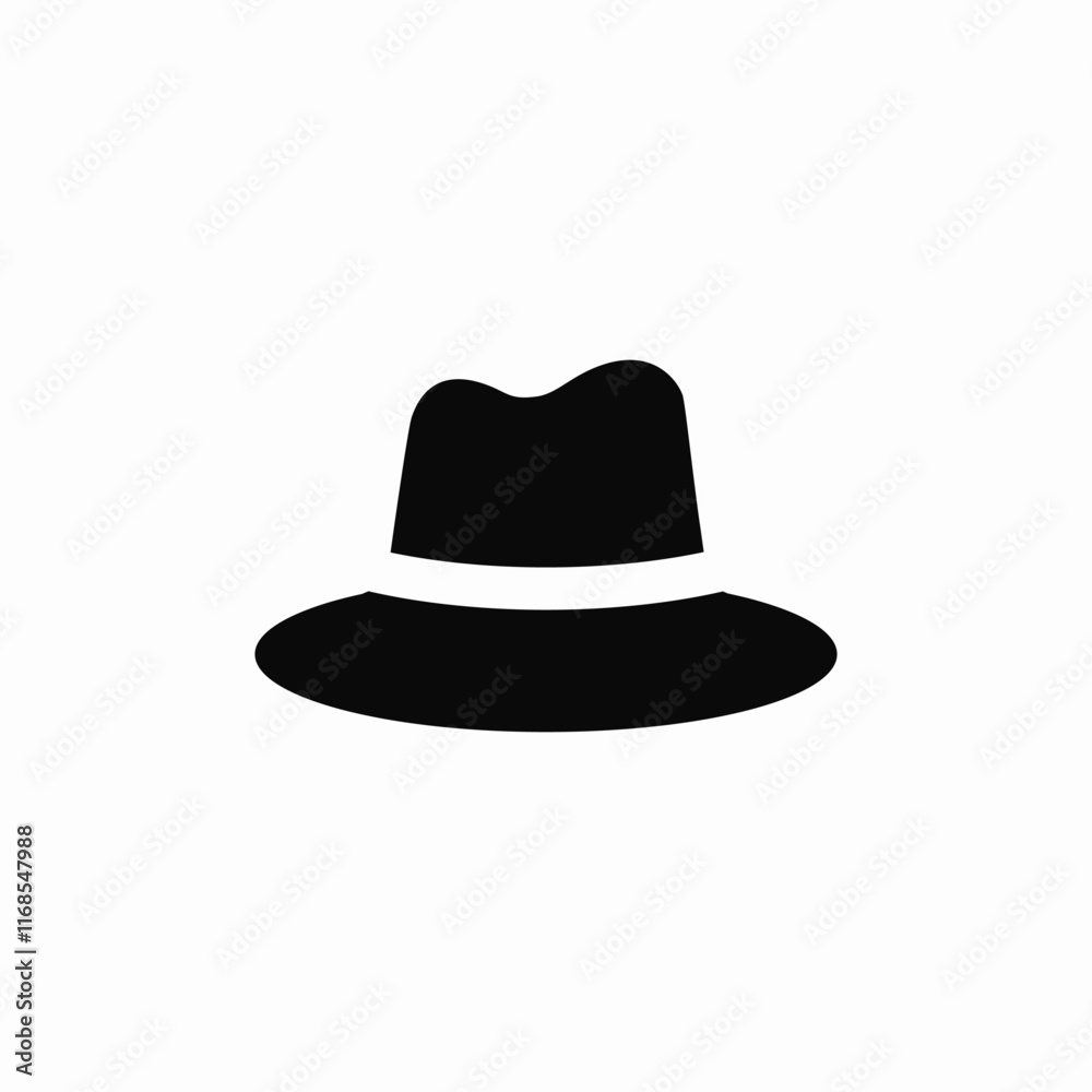 Classic fedora hat fashion accessory icon vector sign
Classic fedora hat fashion accessory icon vector sign