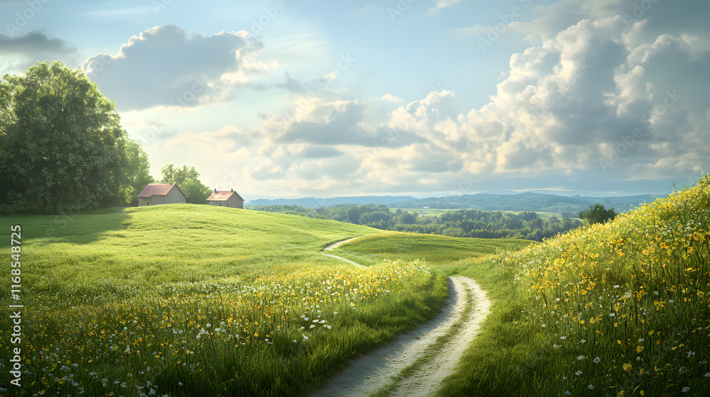 Obraz premium sunny day with beautiful view on the small village