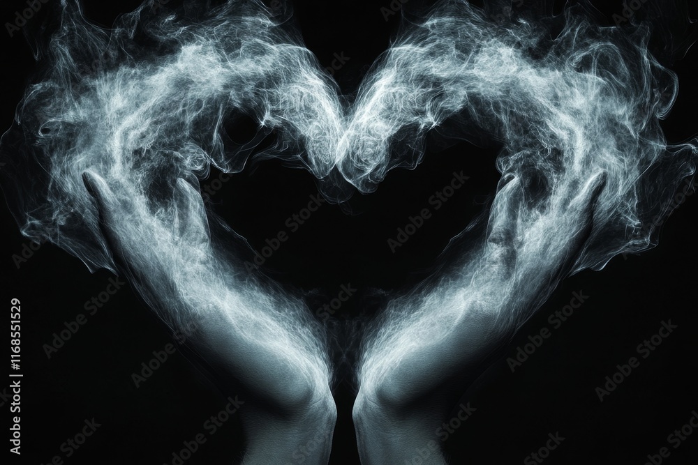 Heart from fog gesture with hands. Heart from fog gesture with hands.