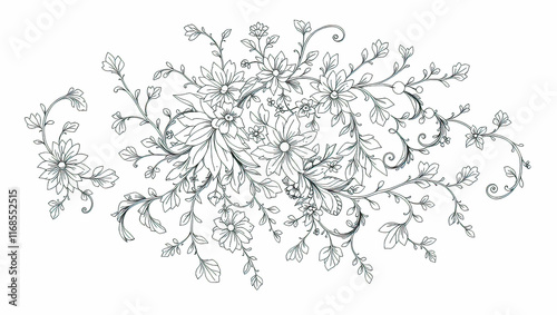 Wallpaper Mural A coloring book with single-line patterns in the form of a fashion trend, vegetation and fantasy, a basis for a tattoo Torontodigital.ca