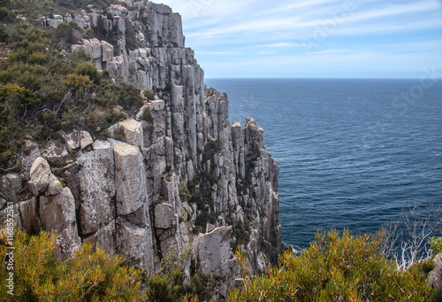 Breathtaking view of Cape Hauy Tasmania featuring rugged cliffs lush greenery and the vast ocean. Australia photo