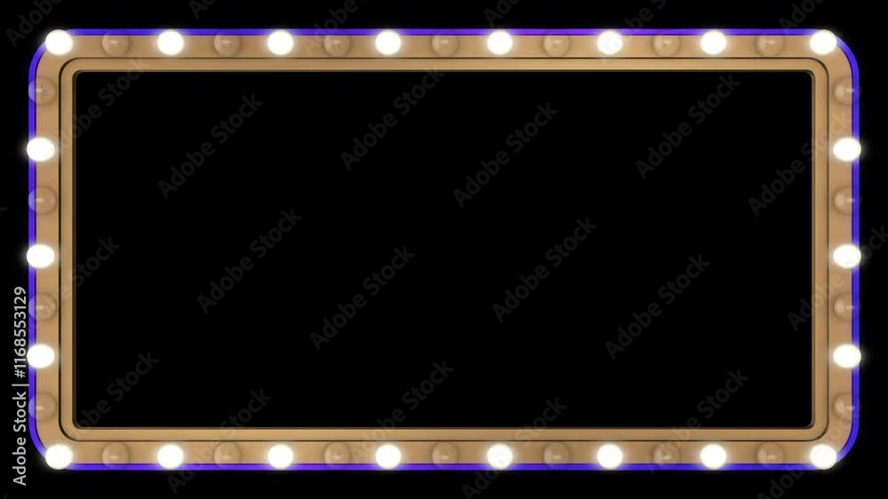 animated light bulb frame stage show retro style