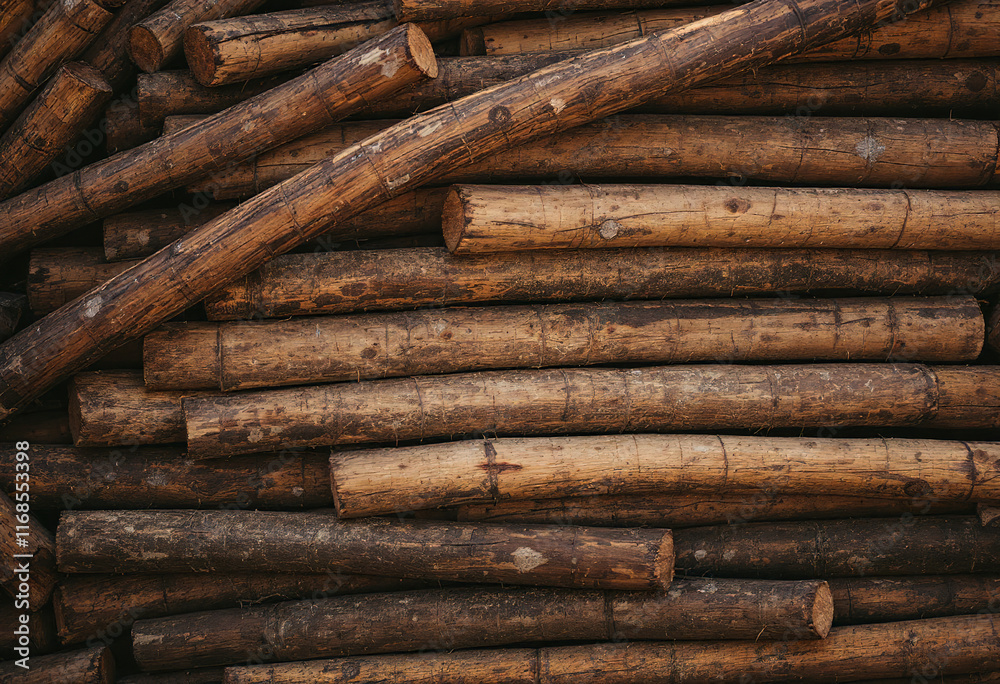 A pile of wooden logs or bamboo sticks stacked diagonally, creating a textured and rustic background A pile of wooden logs or bamboo sticks stacked diagonally, creating a textured and rustic background
