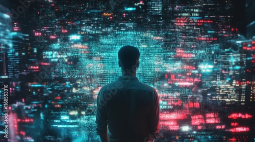 Wallpaper Mural Cybersecurity Expert Analyzing Holographic Data Streams Torontodigital.ca