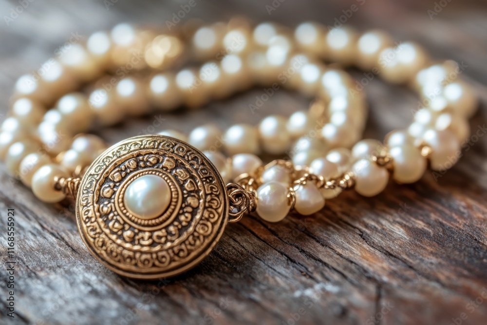 Elegant Pearl Necklace With Ornate Gold Pendant Elegant Pearl Necklace With Ornate Gold Pendant
