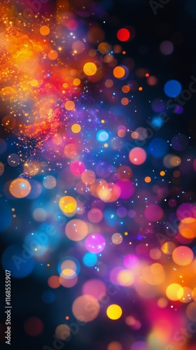 Colorful abstract art featuring a silhouette against a vibrant cosmic background