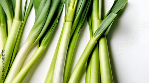 Leeks isolated on white background