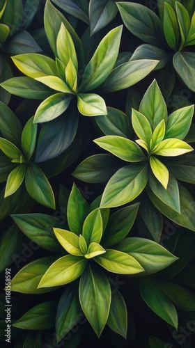 Lush green leaves with unique shapes thriving in a vibrant indoor garden setting