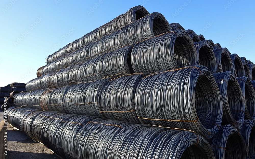 custom made wallpaper toronto digitalLarge stack of steel wire rods in the outdoor steel mill storage.