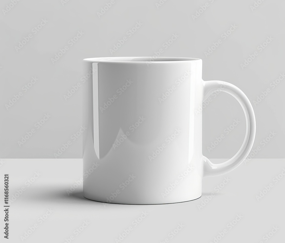 Obraz premium White mug on a white surface.