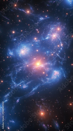 Mesmerizing spiral galaxy with vibrant blue and golden hues captured in deep ...