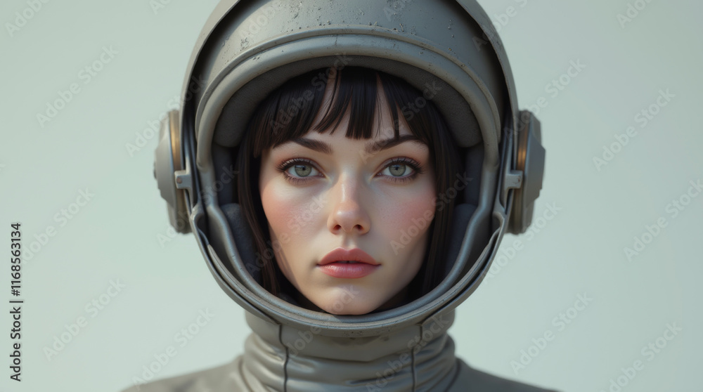 portrait of a woman in astronaut helmet portrait of a woman in astronaut helmet