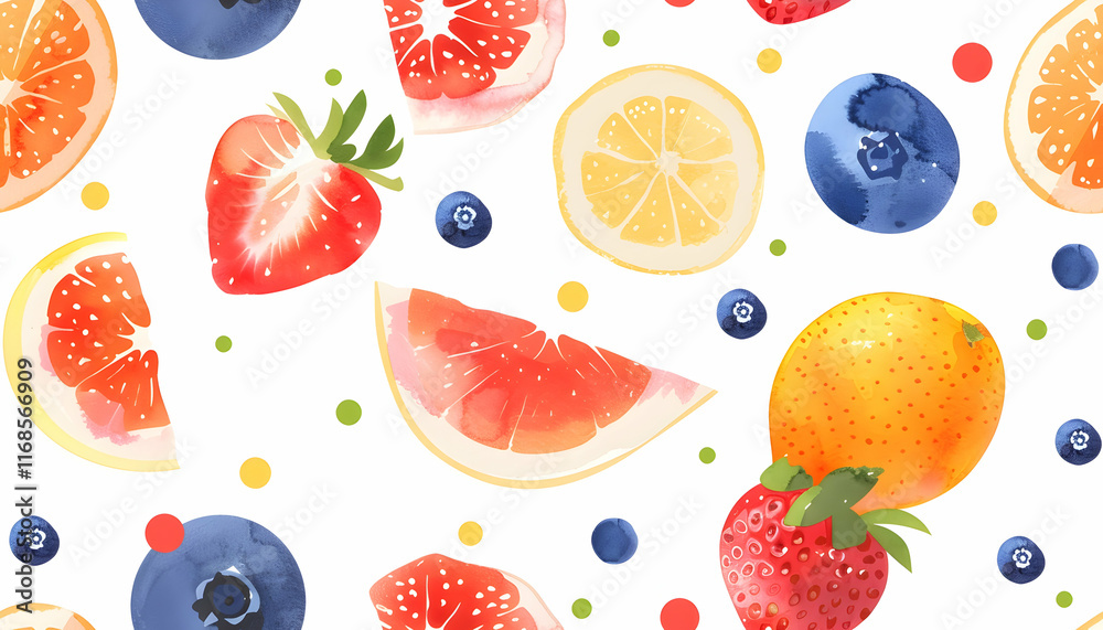 Vibrant Fruit Watercolor Illustration Vibrant Fruit Watercolor Illustration