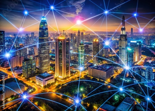 Wallpaper Mural Drone Photography: Smart City IoT Network, Aerial View of Connected Devices Torontodigital.ca