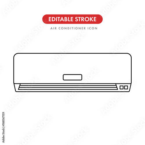 Air conditioner black and white flat vector icon design with editable stroke