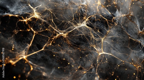 Abstract representation of neural connections glowing in a dark environment